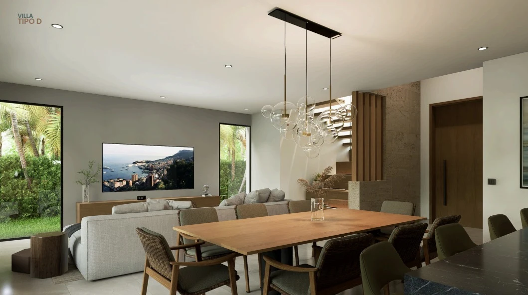 Dining room render at Villas del Sol